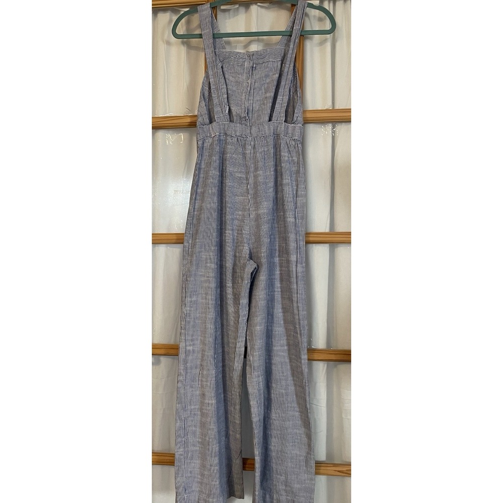 Japna Striped Wide Leg Overalls Jumpsuit M White Blue Strappy Back Beach Modern - Picture 3 of 14